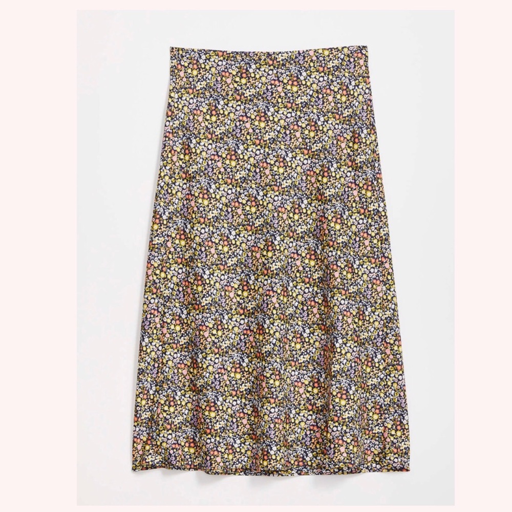 LOFT Floral Pull On Midi Skirt